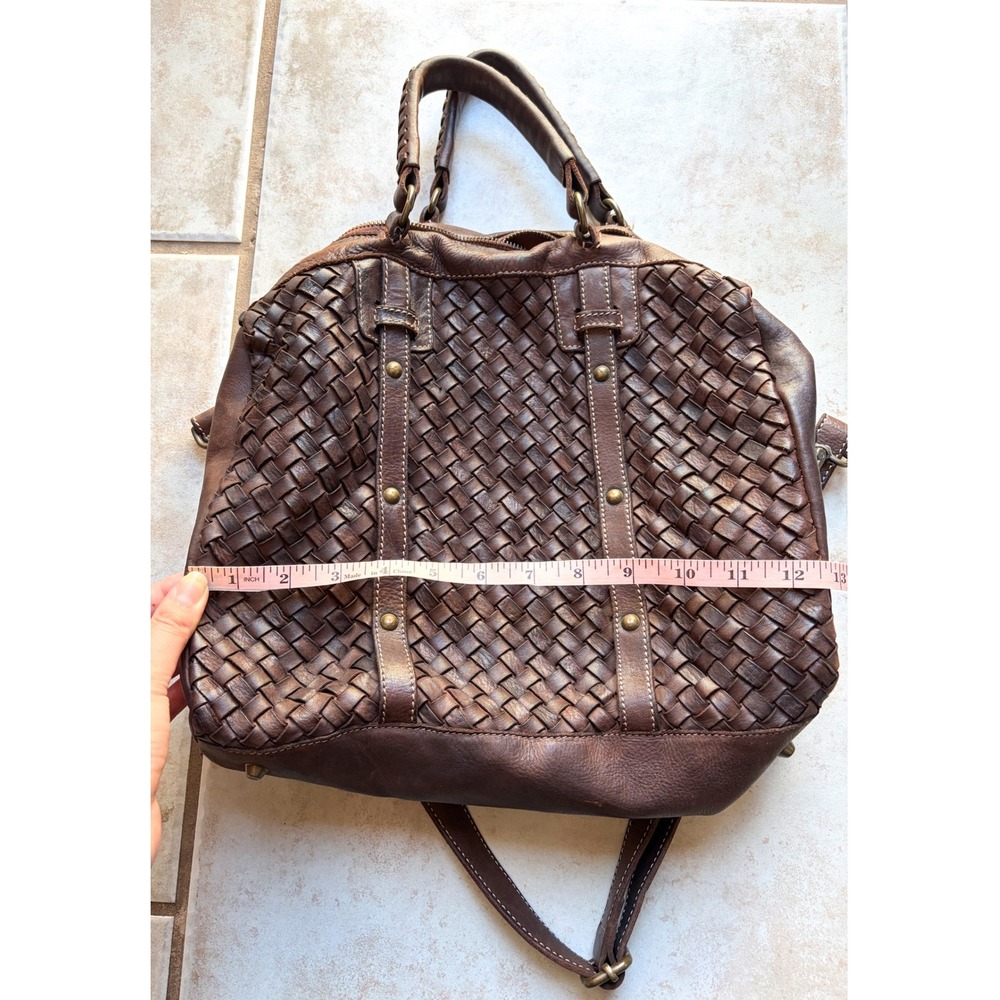Costanza Rota Brown Woven Leather Satchel Bag Made in Italy Crossbody Boho - Picture 9 of 10